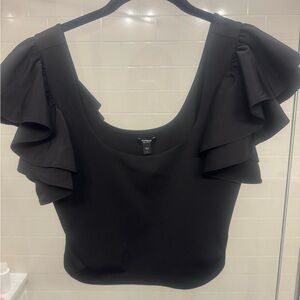 Express Black Ruffle Sleeve Blouse